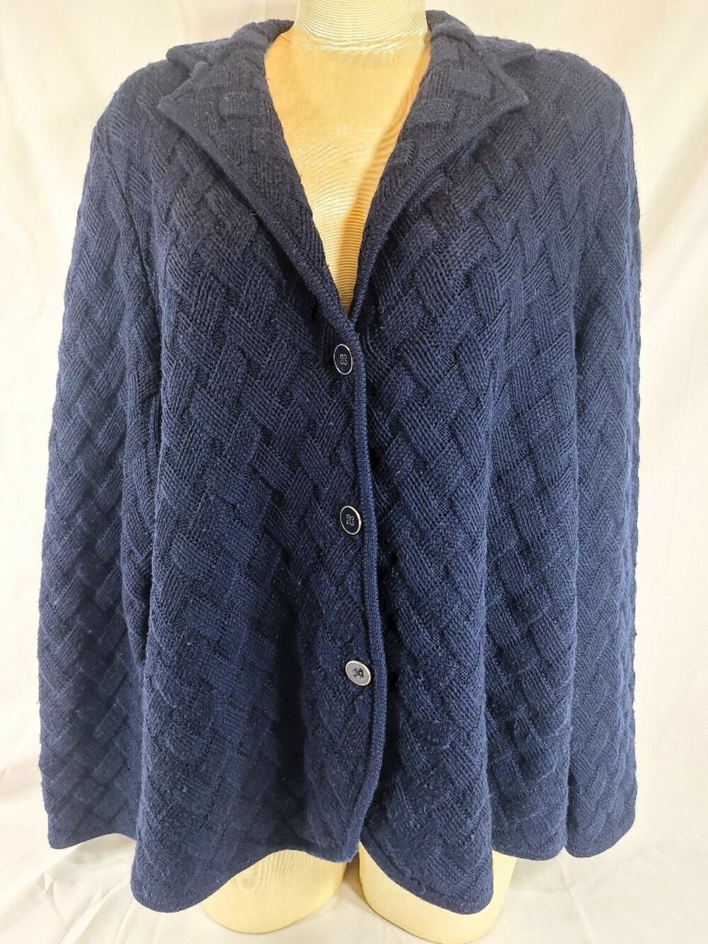 Talbots Button Cardigan Sweater Women Size 2XL Navy 100% Merino Wool Casual